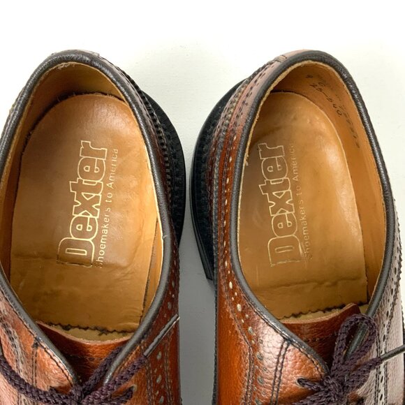 Dexter Brown Pebbled Leather Longwing Wingtip Brogues Oxford Shoes Size 9C - Picture 5 of 16
